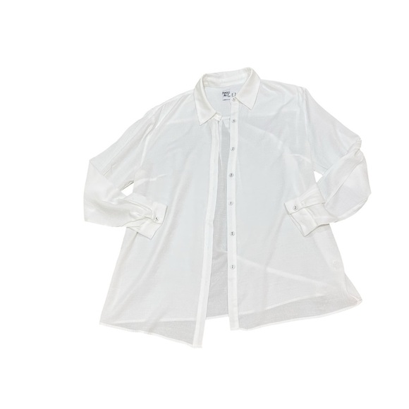 Princess Polly white oversized button down rayon shirt size 6 - Picture 2 of 9